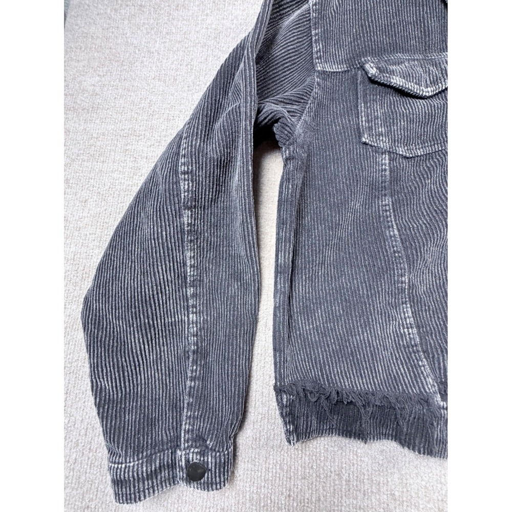 POL Black Corduroy Cropped Jacket Raw Hem Shacket Size L - Picture 6 of 7